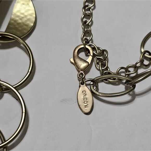 Chico's Hammered Gold Circle Long Necklace - Picture 4 of 4